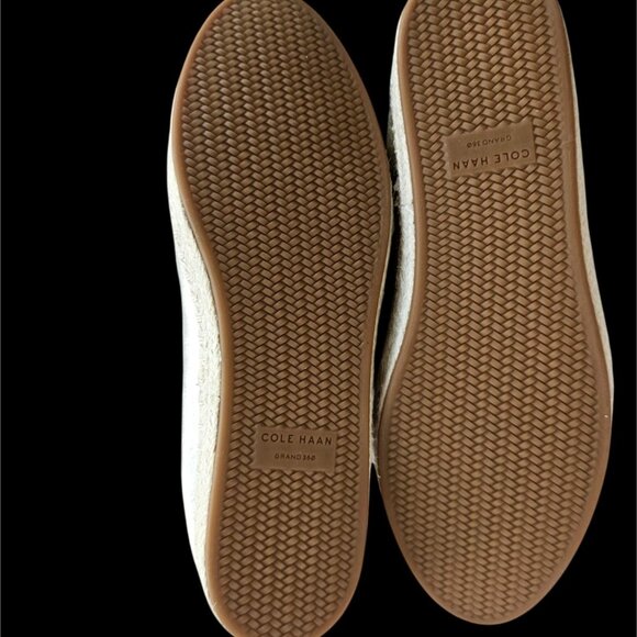 Cole Haan Platinum Gold Leather Espadrille Flats Size 9B Grand 360 New With Tags - Picture 6 of 11